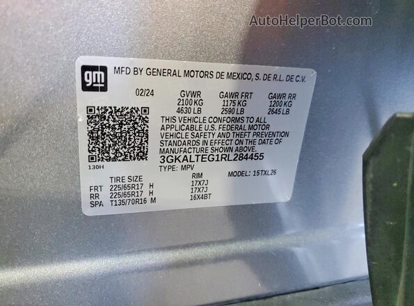 3GKALTEG1RL284455 2024 GMC TERRAIN Gray Շարժիչի բաժամունքի տեսք