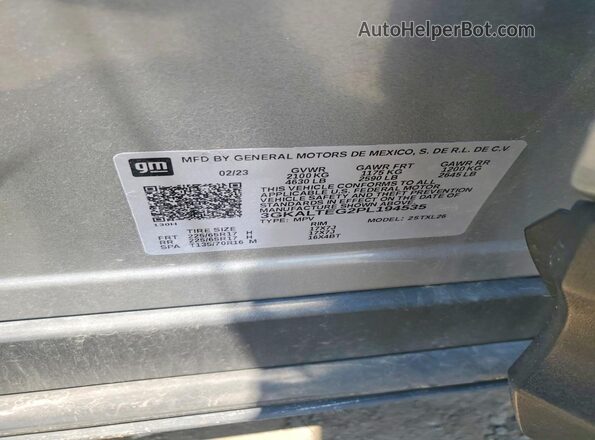 3GKALTEG2PL194535 2023 GMC TERRAIN Silver VIN կոդի պիտակի տեսք