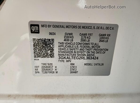 3GKALTEG2RL363424 2024 GMC TERRAIN White Սալոնի 360 աստիճան տեսք