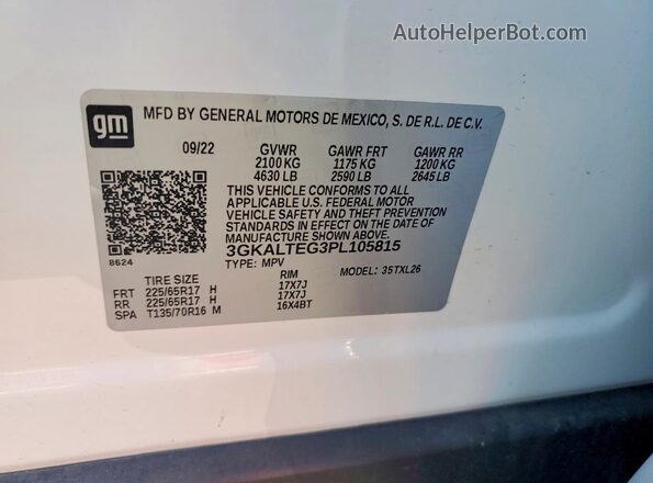 3GKALTEG3PL105815 2023 GMC TERRAIN White Vista interior de 360 grados