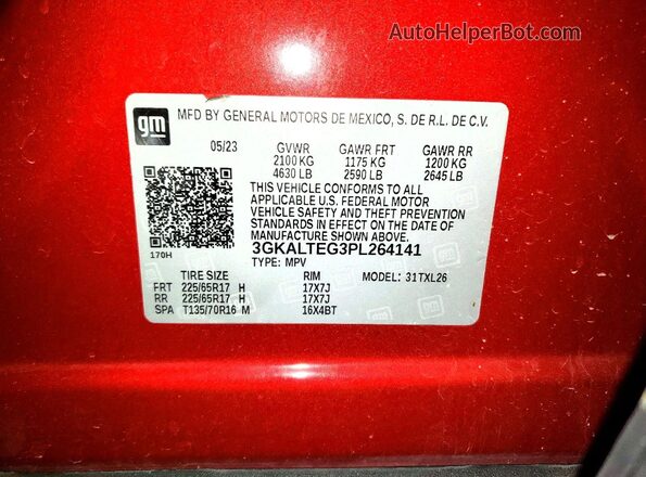 3GKALTEG3PL264141 2023 GMC TERRAIN Красный Панорамный вид салона 360°
