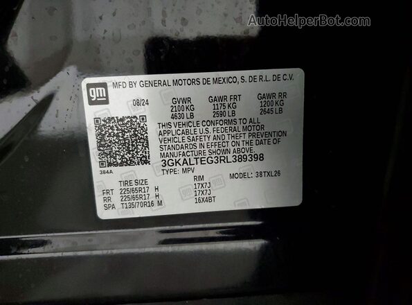 3GKALTEG3RL389398 2024 GMC TERRAIN Black VIN կոդի պիտակի տեսք