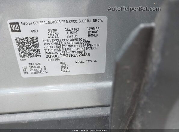 3GKALTEG7RL320486 2024 GMC TERRAIN Gray Vista del compartimento del motor