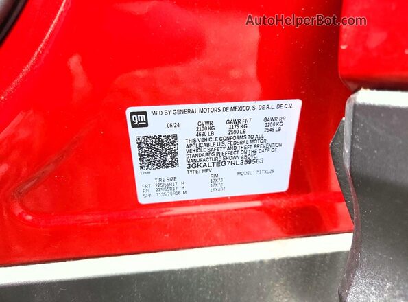 3GKALTEG7RL359563 2024 GMC TERRAIN Red Engine compartment view