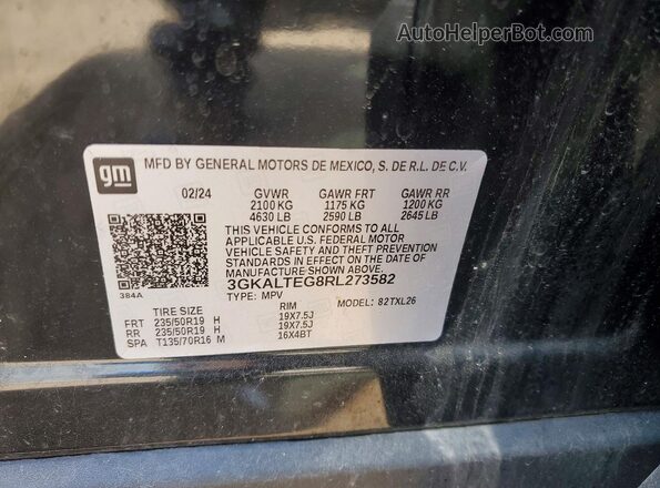 3GKALTEG8RL273582 2024 GMC TERRAIN Black Widok naklejki z numerem VIN