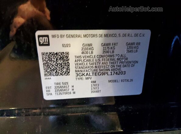 3GKALTEG9PL174203 2023 GMC TERRAIN Black VIN կոդի պիտակի տեսք
