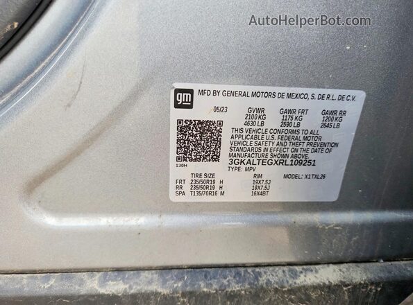 3GKALTEGXRL109251 2024 GMC TERRAIN Silver Вид наклейки з VIN-кодом