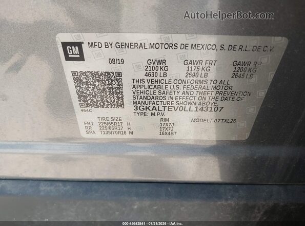 3GKALTEV0LL143107 2020 GMC TERRAIN Gray Engine compartment view