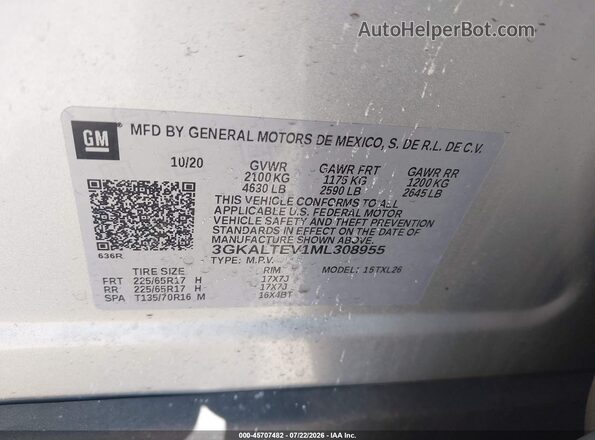 3GKALTEV1ML308955 2021 GMC TERRAIN Gray Вид підкапотного простору