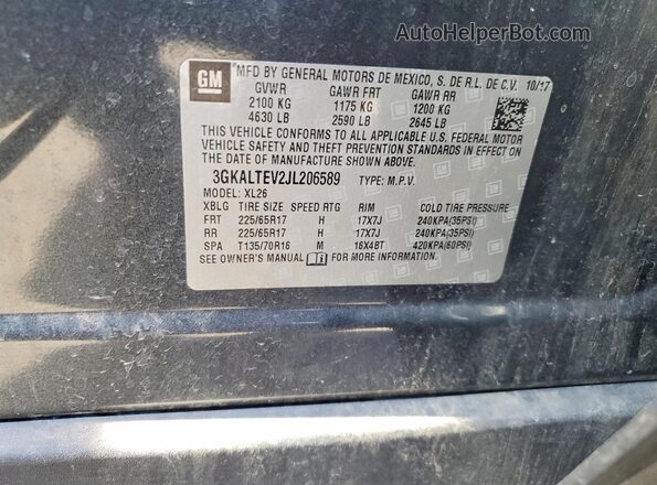 3GKALTEV2JL206589 2018 GMC TERRAIN Gray Widok komory silnika