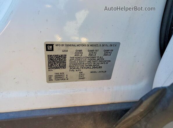 3GKALTEV2KL264185 2019 GMC TERRAIN White VIN sticker view