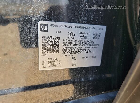 3GKALTEV2NL104392 2022 GMC TERRAIN Black Engine compartment view