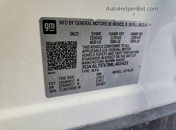 3GKALTEV3ML402433 2021 GMC TERRAIN Белый Вид подкапотного пространства