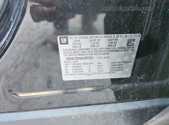 3GKALTEV4JL287353 2018 GMC TERRAIN Black VIN կոդի պիտակի տեսք