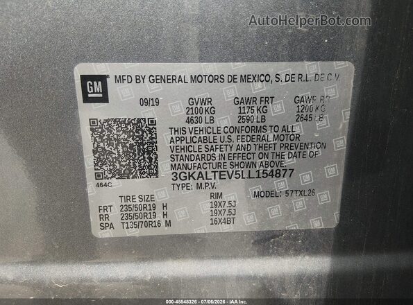 3GKALTEV5LL154877 2020 GMC TERRAIN Gray Engine compartment view