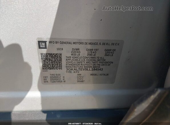 3GKALTEV5LL184543 2020 GMC TERRAIN Серебряный Вид подкапотного пространства