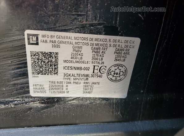 3GKALTEV5ML307940 2021 GMC TERRAIN Black Widok wnętrza 360 stopni