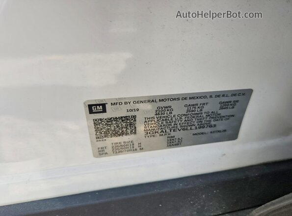 3GKALTEV6LL199763 2020 GMC TERRAIN White VIN sticker view