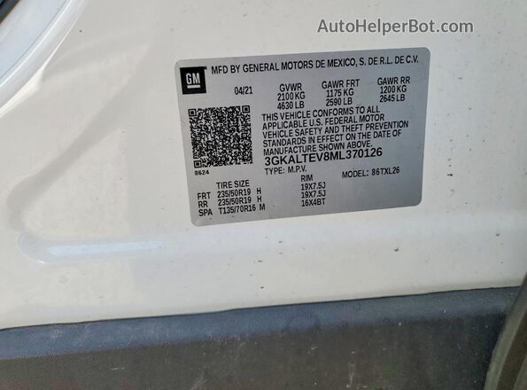 3GKALTEV8ML370126 2021 GMC TERRAIN Белый Вид наклейки с VIN-кодом