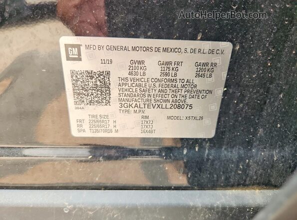 3GKALTEVXLL208075 2020 GMC TERRAIN Black Widok naklejki z numerem VIN