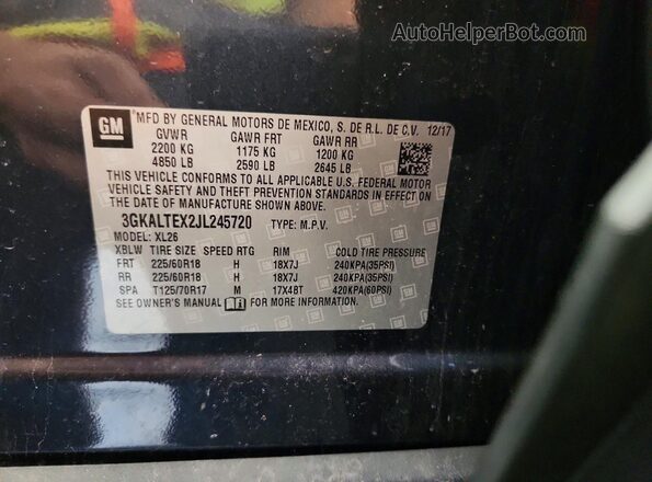 3GKALTEX2JL245720 2018 GMC TERRAIN Blue Սալոնի 360 աստիճան տեսք