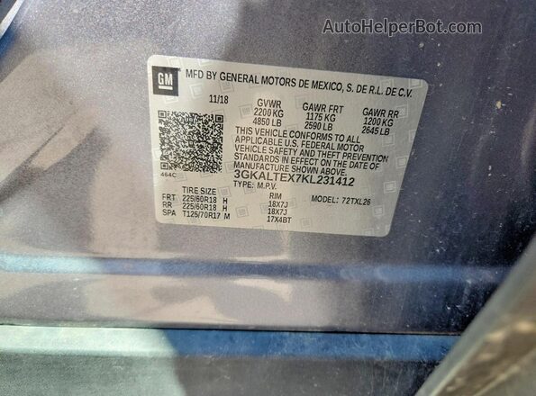 3GKALTEX7KL231412 2019 GMC TERRAIN Серый Панорамный вид салона 360°