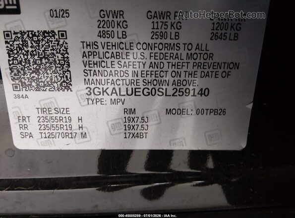 3GKALUEG0SL259140 2025 GMC TERRAIN Black Engine compartment view