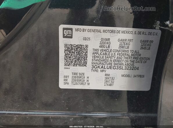 3GKALUEG3SL323204 2025 GMC TERRAIN Black Vista del compartimento del motor