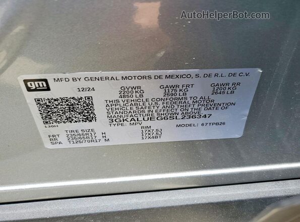 3GKALUEG6SL236347 2025 GMC TERRAIN Серый Вид наклейки с VIN-кодом