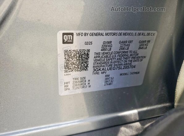 3GKALUEG7SL285704 2025 GMC TERRAIN Gray VIN կոդի պիտակի տեսք