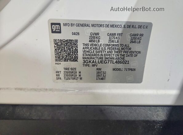 3GKALUEG7TL486021 2026 GMC TERRAIN Белый Вид наклейки с VIN-кодом