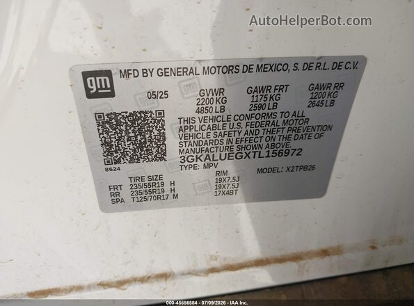 3GKALUEGXTL156972 2026 GMC TERRAIN Белый Вид подкапотного пространства