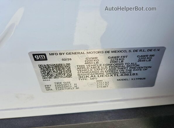3GKALUEGXTL436181 2026 GMC TERRAIN White VIN կոդի պիտակի տեսք
