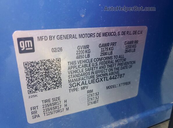 3GKALUEGXTL442787 2026 GMC TERRAIN Blue VIN sticker view