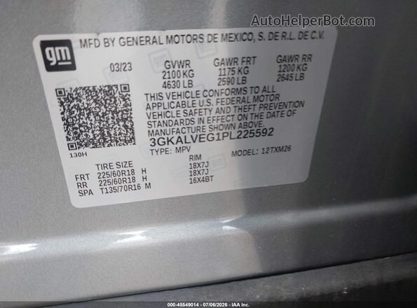3GKALVEG1PL225592 2023 GMC TERRAIN Gray Вид підкапотного простору