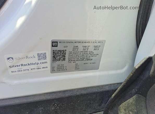 3GKALVEG3PL158428 2023 GMC TERRAIN White VIN կոդի պիտակի տեսք