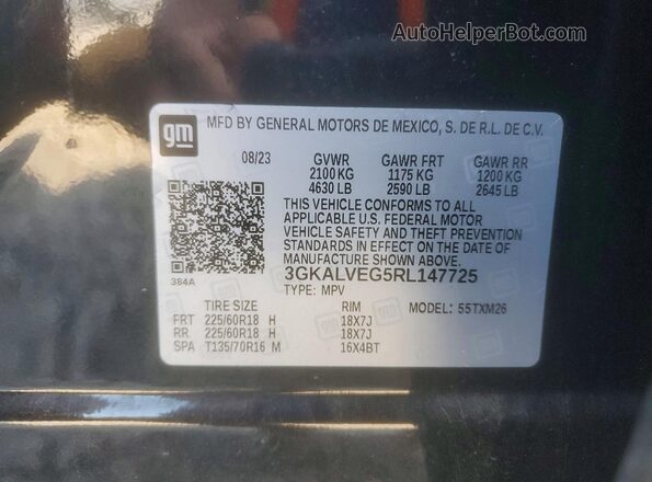 3GKALVEG5RL147725 2024 GMC TERRAIN Black VIN sticker view
