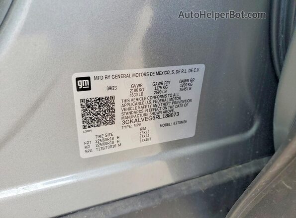 3GKALVEG6RL188073 2024 GMC TERRAIN Серый Вид наклейки с VIN-кодом