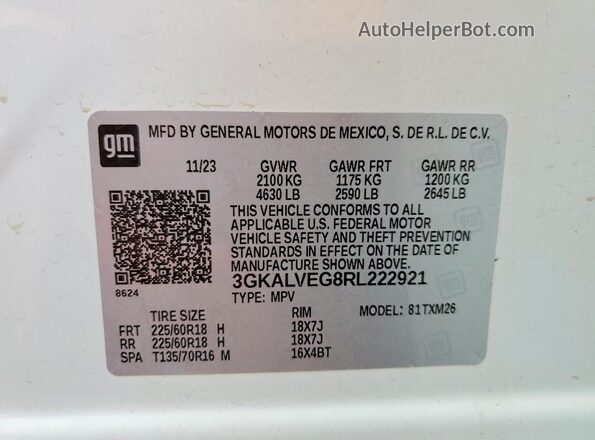 3GKALVEG8RL222921 2024 GMC TERRAIN White Սալոնի 360 աստիճան տեսք
