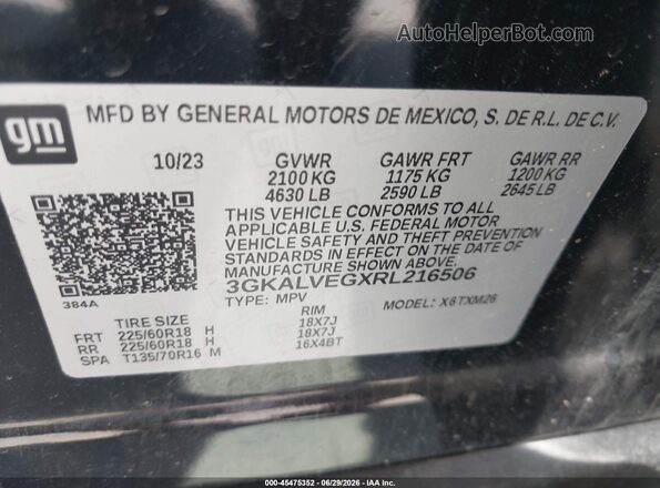 3GKALVEGXRL216506 2024 GMC TERRAIN Black Engine compartment view
