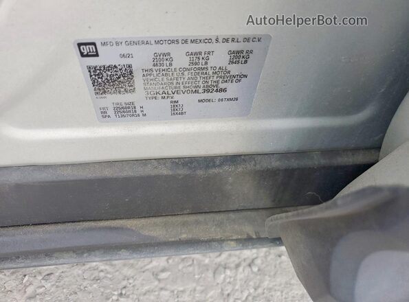 3GKALVEV0ML392486 2021 GMC TERRAIN Silver VIN sticker view