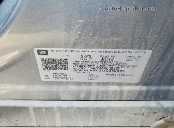 3GKALVEV1ML343975 2021 GMC TERRAIN Серебряный Панорамный вид салона 360°