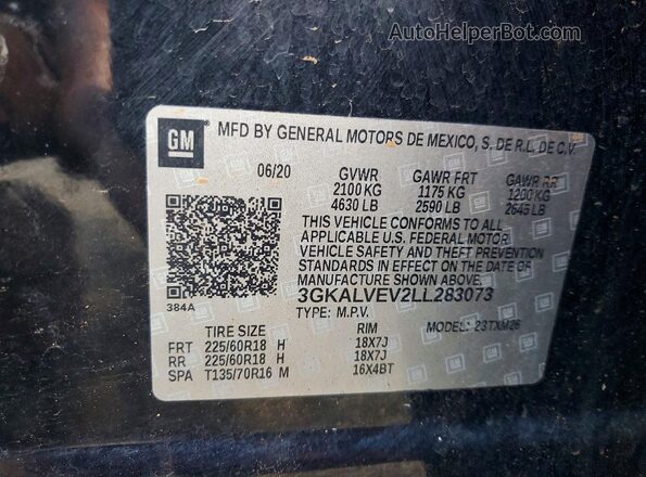 3GKALVEV2LL283073 2020 GMC TERRAIN Черный Вид наклейки с VIN-кодом