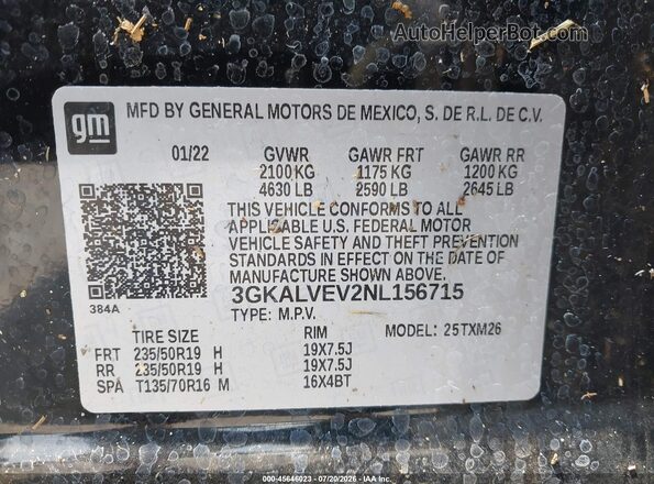 3GKALVEV2NL156715 2022 GMC TERRAIN Black Շարժիչի բաժամունքի տեսք