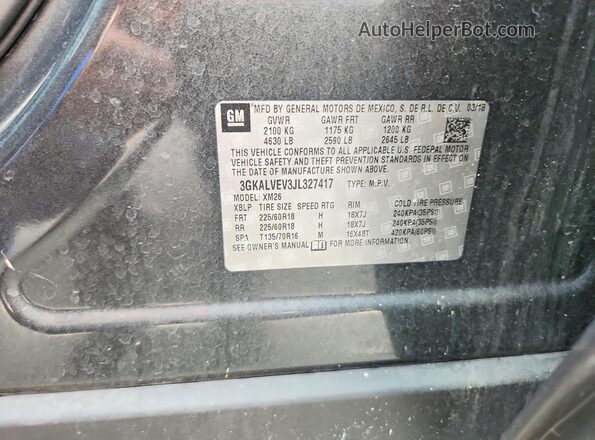 3GKALVEV3JL327417 2018 GMC TERRAIN Gray VIN sticker view