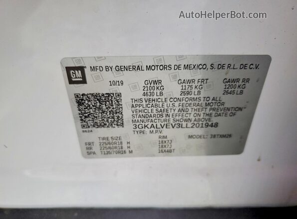 3GKALVEV3LL201948 2020 GMC TERRAIN White 360 interior view
