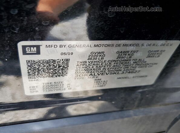 3GKALVEV5KL374627 2019 GMC TERRAIN Black VIN sticker view