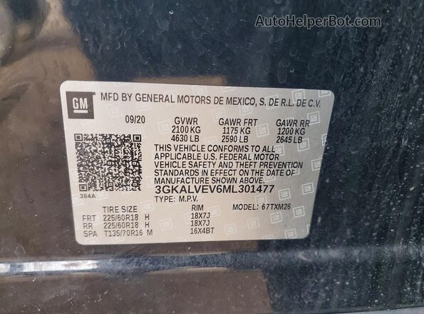 3GKALVEV6ML301477 2021 GMC TERRAIN Black VIN კოდის სტიკერის ხედი