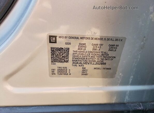 3GKALVEV7LL252899 2020 GMC TERRAIN Серебряный Вид подкапотного пространства