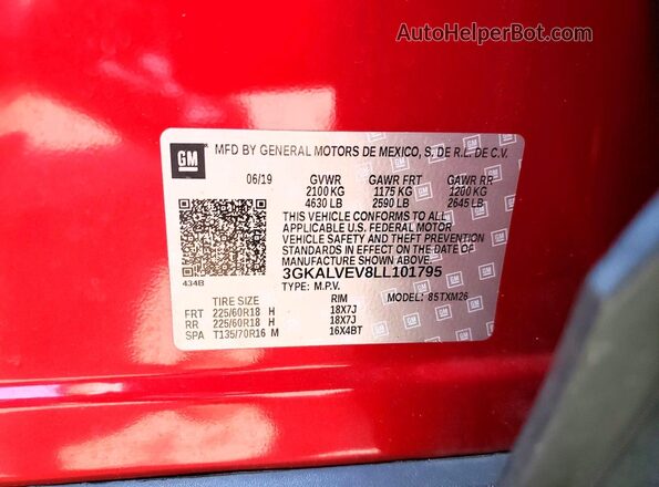 3GKALVEV8LL101795 2020 GMC TERRAIN Red სალონის 360-გრადუსიანი ხედი